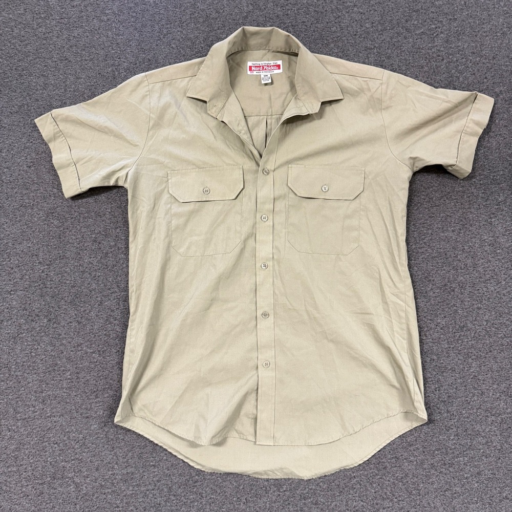 Vintage Hard Yakka Work Shirt Mens Small Khaki Good Short Sleeve Utility Pocket